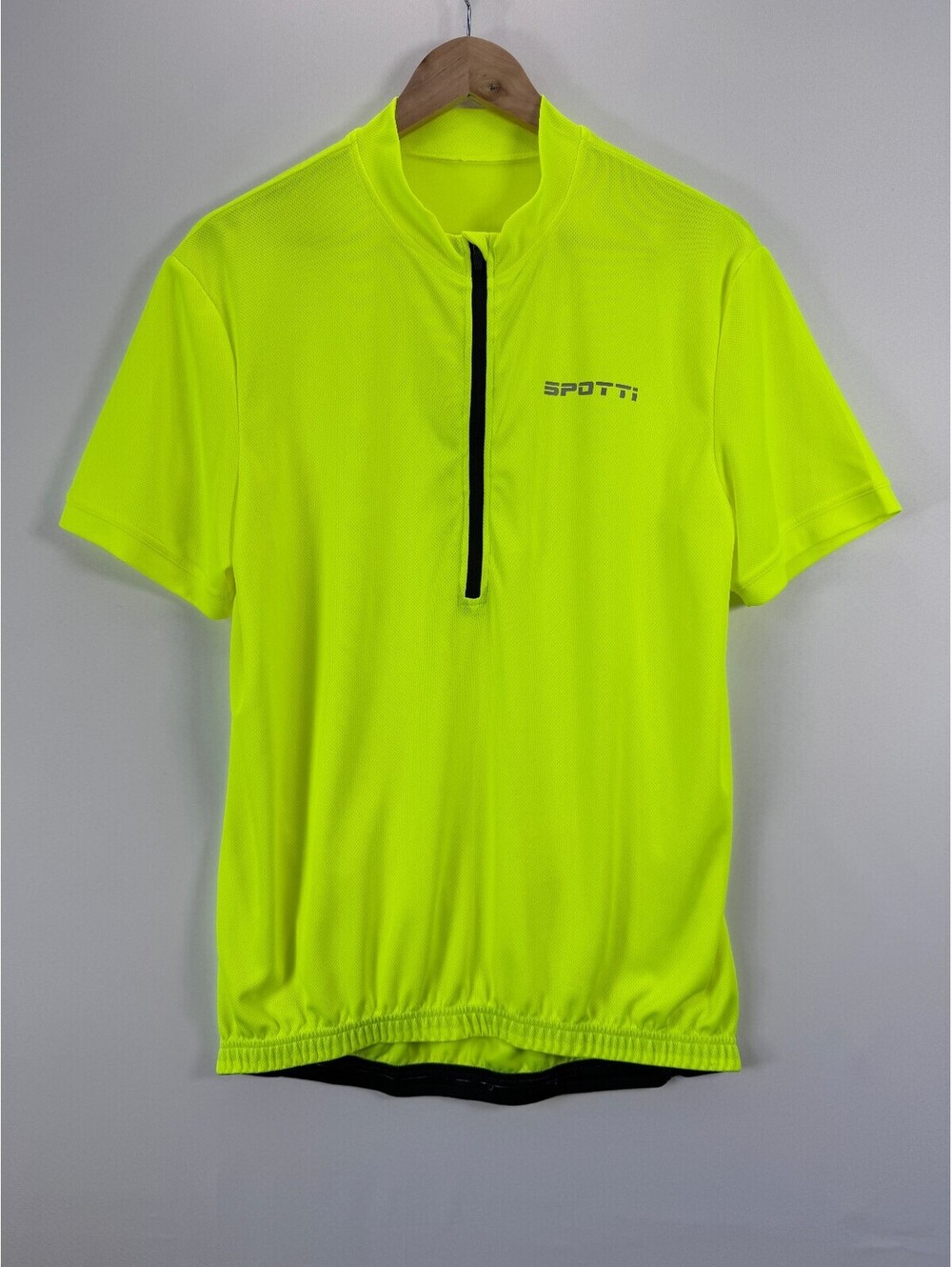 Premium Spotti Men's Neon Yellow Cycling Jersey Short Sleeve Bike Shirt Medium